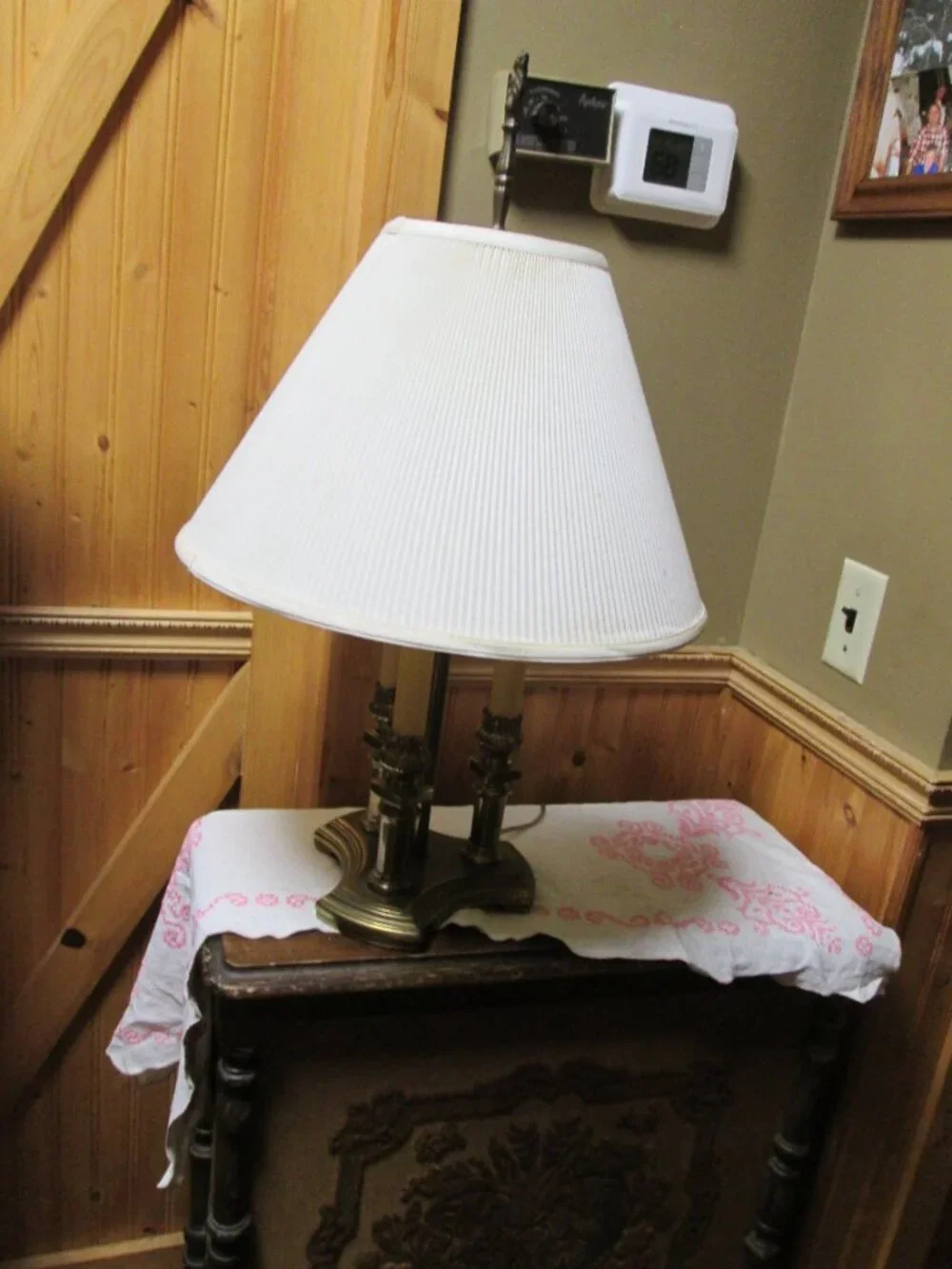 Vtg french style solid brass bouillotte 3 candlepillar 2 way light 21 in lamp